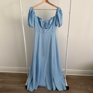 SHEIN PARTHEA Off Shoulder Ruched Bust Maxi Dress Light Blue